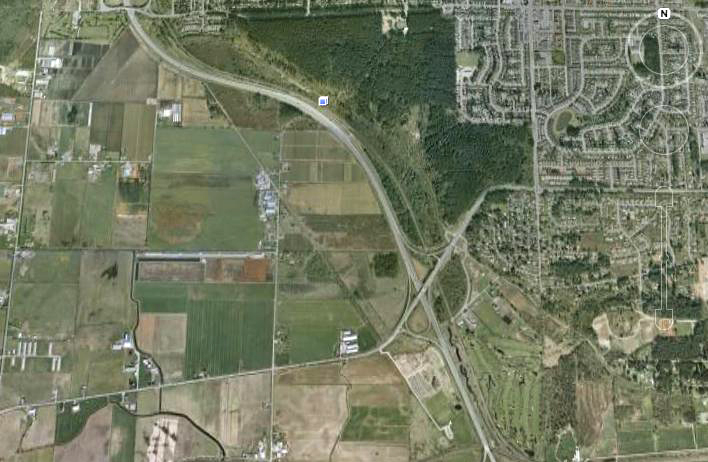 Satellite View of Frazer Delta Farmland Encroached by Urban Growth