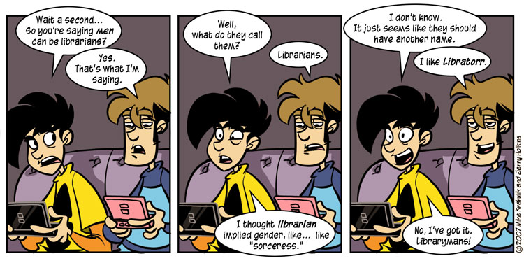 Cartoon that discusses male librarians