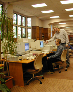 Typical glass-wearing librarian